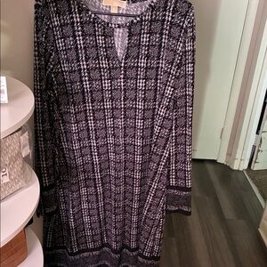 Michael Kors Black and White Long Sleeve Dress